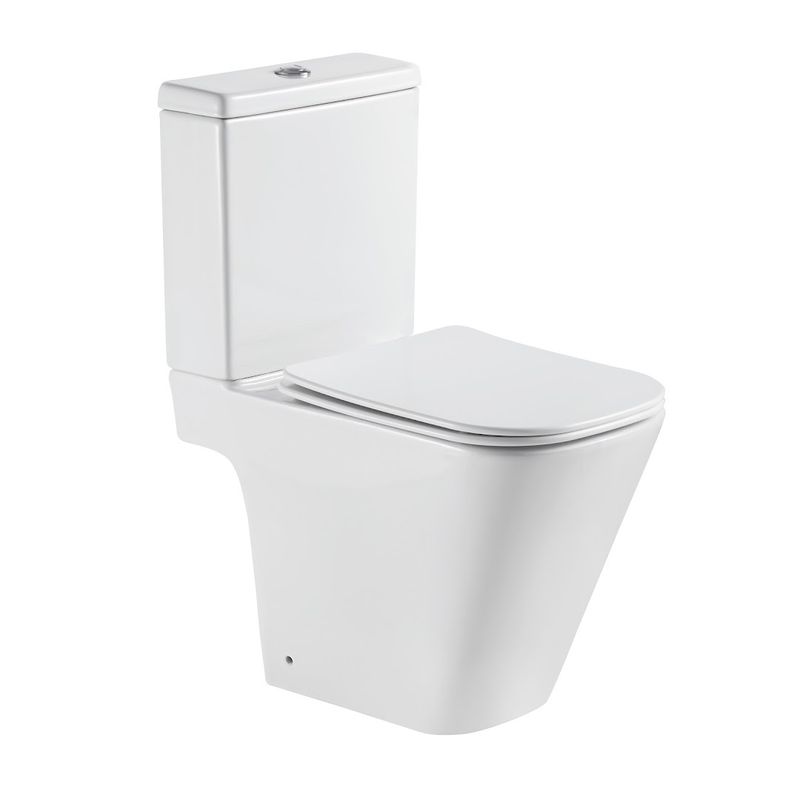 Milan Rimless Close Coupled Square Open Back Pan, Seat &amp; Cistern