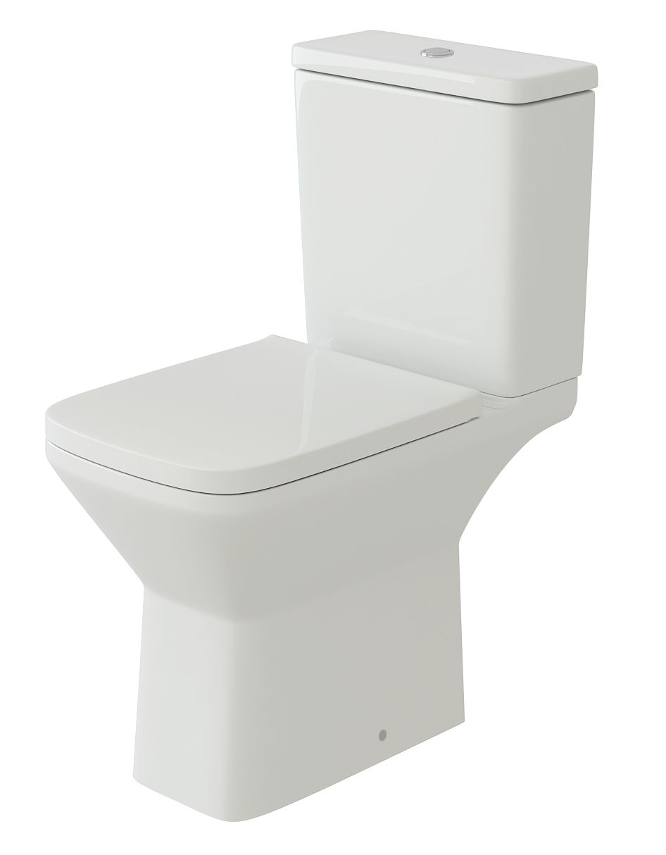Plumb Essentials Square Rimless CC Pan &amp; Cistern in One Box, WRAS Fittings &amp; Soft Close PP Seat