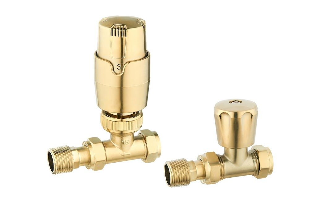 Straight TRV Rad Valves - Brushed Brass