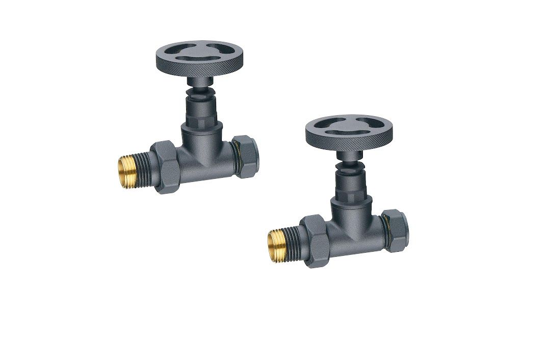 Maesteg Industrial Straight Rad Valves - Anthracite