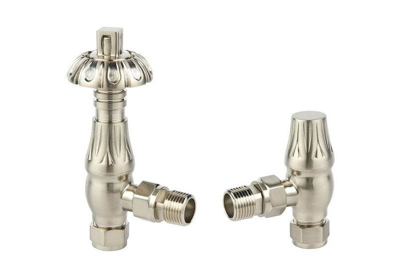 Builth Metal Head Angle TRV Valves - Satin Nickel