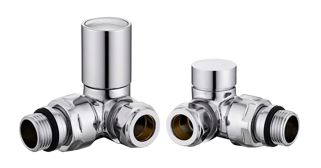 Corner Towel Rail Radiator Valves - Chrome