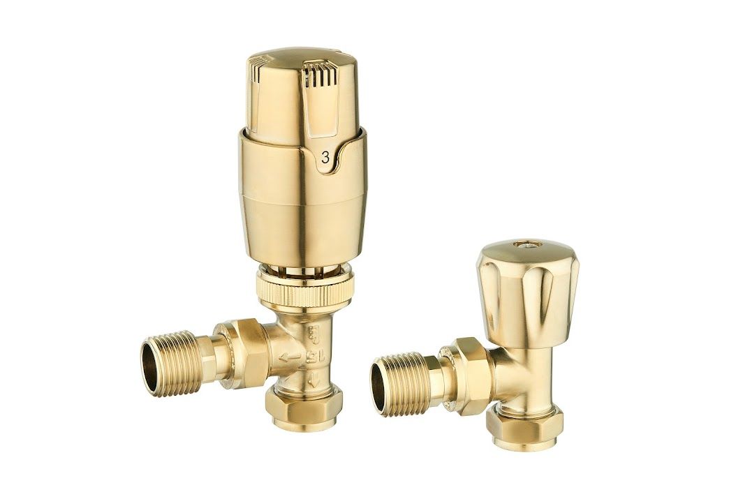 Angle TRV Rad Valves - Brushed Brass