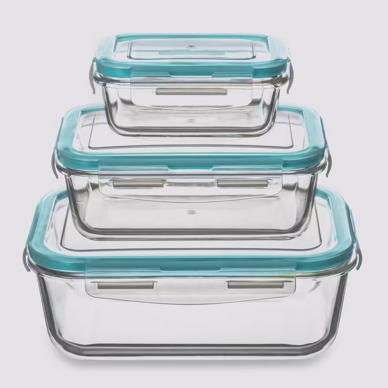 BOITE HERMETIQUE BOITE DE CONSERVATION EN VERRE + COUVERCLE micro-onde  Lot de 3
