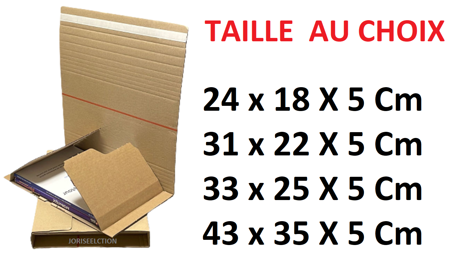LOT DE 25 Etui postal carton EMBALLAGE LIVRES H 5 cm TAILLES AU CHOIX