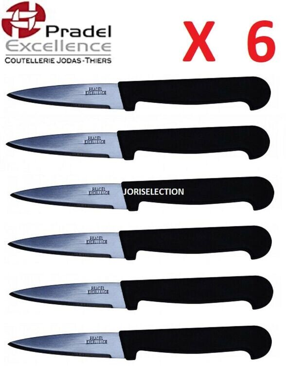 Lot DE 6 Pradel Excellence COUTEAU OFFICE NOIR LAME 8 CM REF 7000
