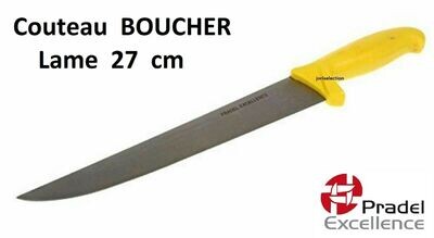 COUTEAU PRADEL MANCHE JAUNE DU BOUCHER LAME 27 CM REF 211651 PROFESSIONNEL