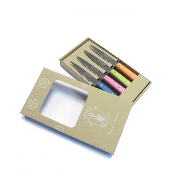 COUTEAU OFFICE  LA FOURMI COFFRET X4 MANCHE PLASTIQUE COULEUR ASS V/B/O/R REF 40061