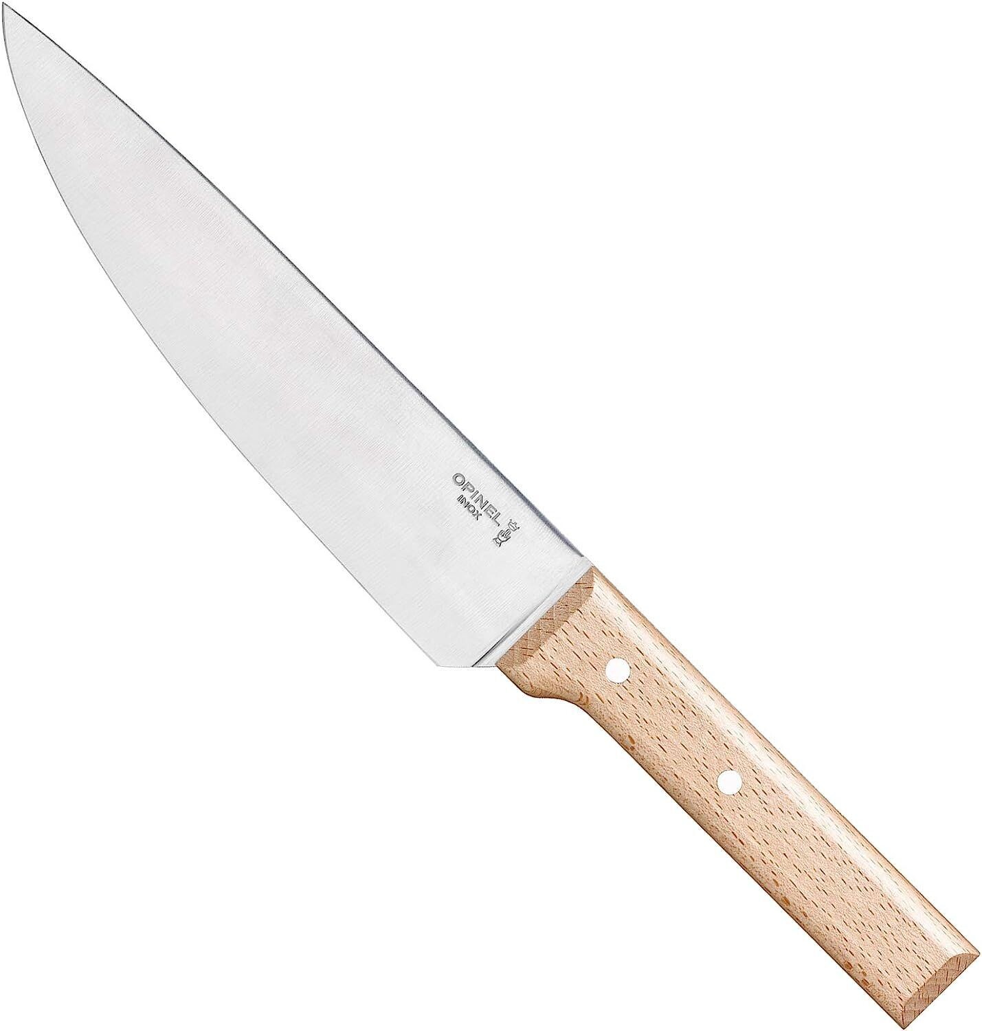 OPINEL - N°118 Chef Multi-Usage Parallèle - Couteau Cuisine OPINEL - Couteau Cuisine Professionnel Lame Inox 20 cm et Manche en Bois de Hêtre