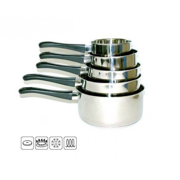 Lot de 5 casseroles inox triple fond -