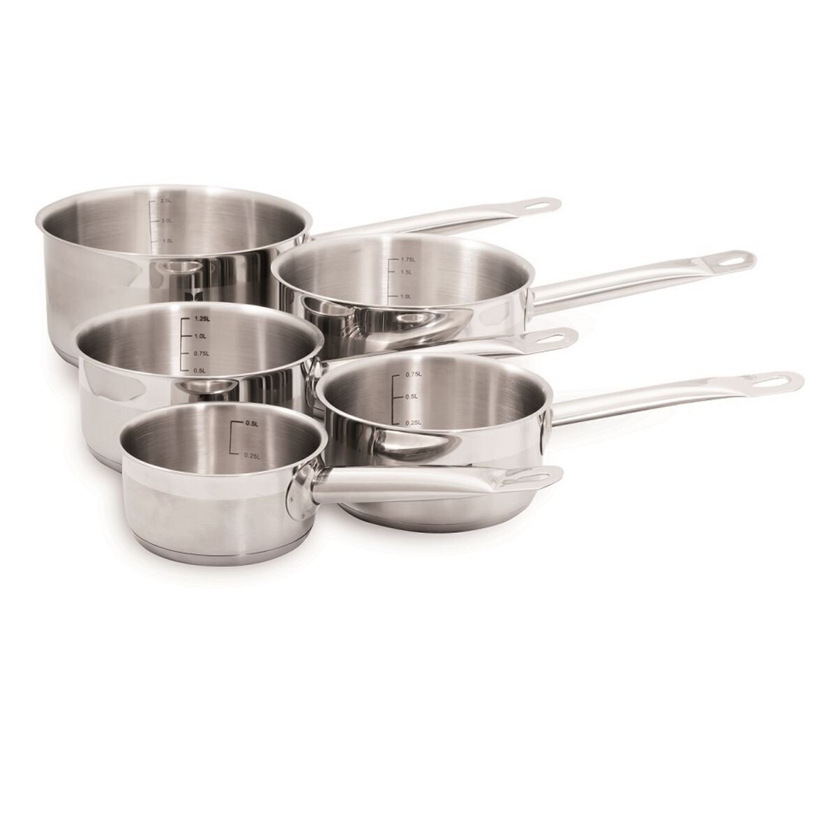 Lot de 5 casseroles induction en acier inoxydable PROFESSIONNELLE  BAUMALU -
