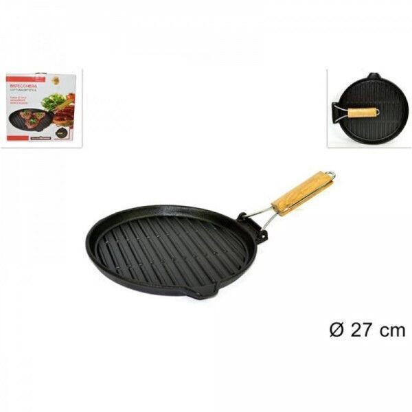 GRILL a VIANDE Poêle ROND Ø 27 cm en Fonte GARANTI INUSABLE