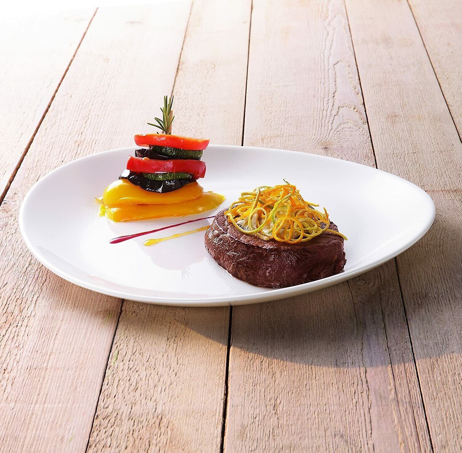 Grande assiette à steak blanc 30 cm assiette à dîner ovale