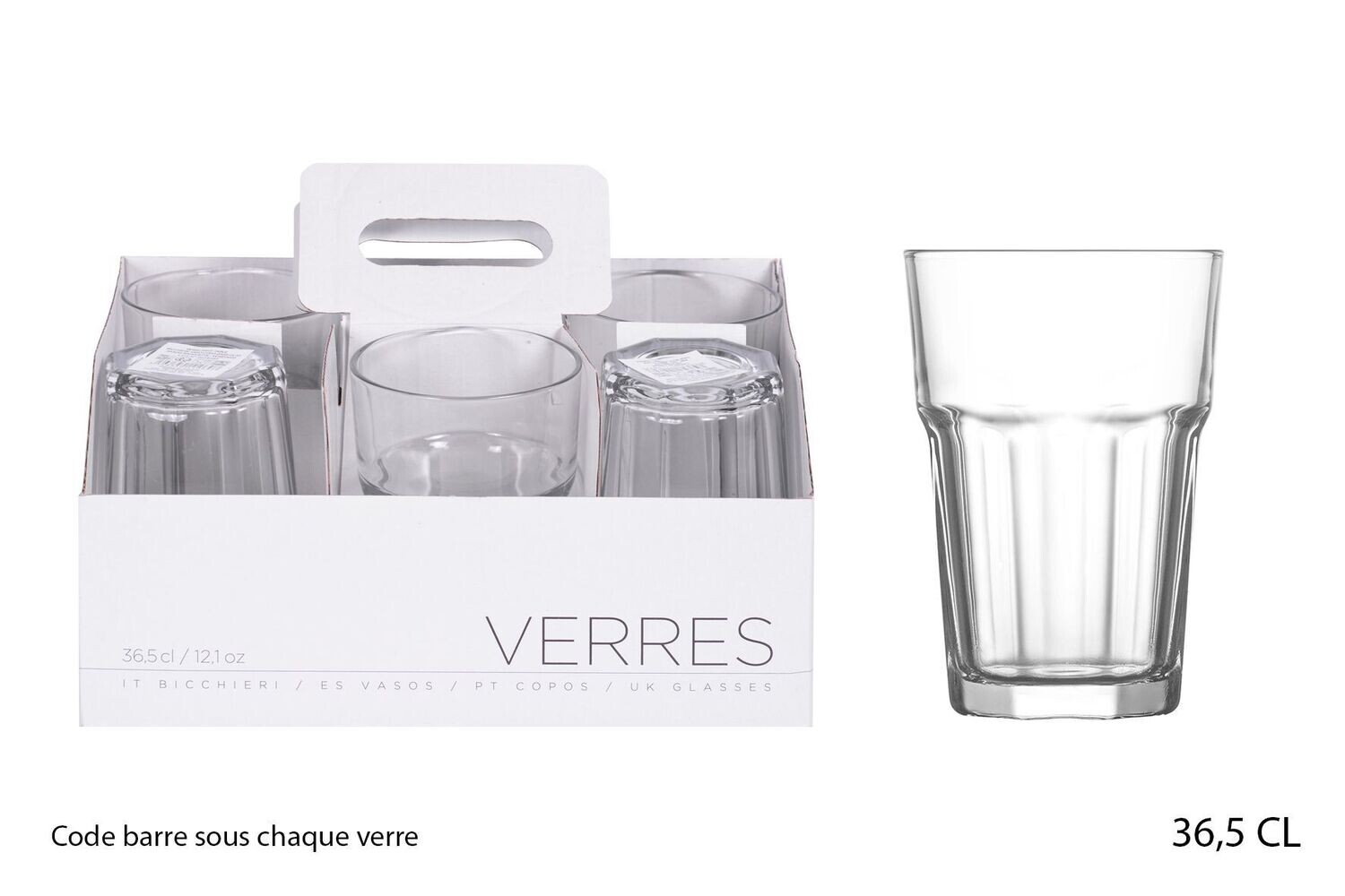 Verres à eau Lot de 6 VERRE a mojito 36.5cl VERRE A jus de fruit