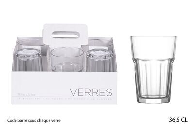 Verres à eau Lot de 6 VERRE a mojito 36.5cl VERRE A jus de fruit