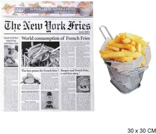 24 feuilles PAPIER FRITES 30X30 papier pour panier a frite papier pour cornet