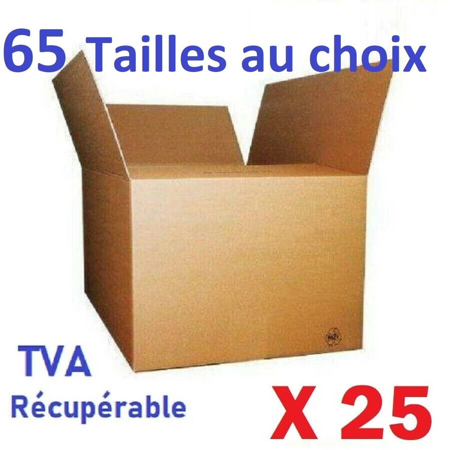 Lot de 25 Carton emballage Carton déménagement Simple cannelure DIMENSIONS AU CHOIX