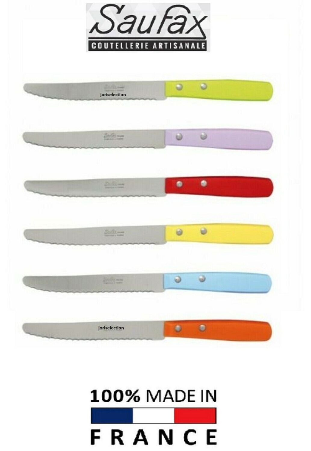 Lot DE 6 Couteau a STEACK Cuisine SAUFAX Couleur Table MICRODENT Bout Rond