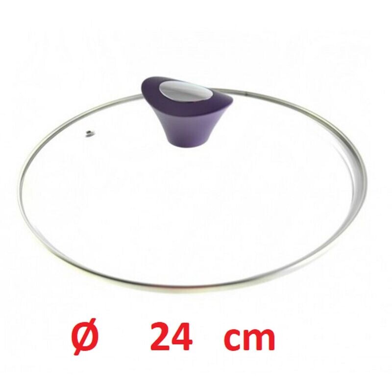 COUVERCLE Ø 24 CM DE CASSEROLE POELE en VERRE couleur MAUVE
