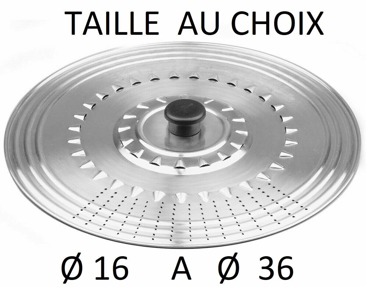 COUVERCLE INOX ø 16 a 36 CM Perforé pour CASSEROLE POELE INOX