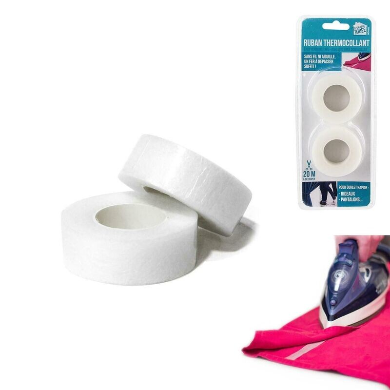 Ruban Thermocollant Blanc Ourlet 20m - Autocollant Pantalon Vêtement