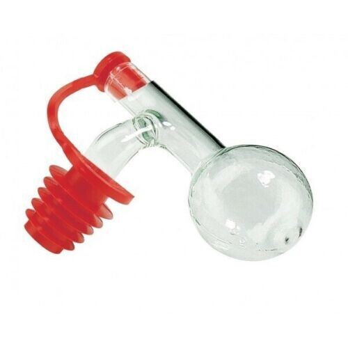 DOSEUR en verre  POUR BOUTEILLE D'ALCOOL- BOUCHON ROUGE 1 -1,5 - 2 - 2,5 -3 - 4 OU 5 CL AU CHOIX  " Bouchon rouge sans décor  "