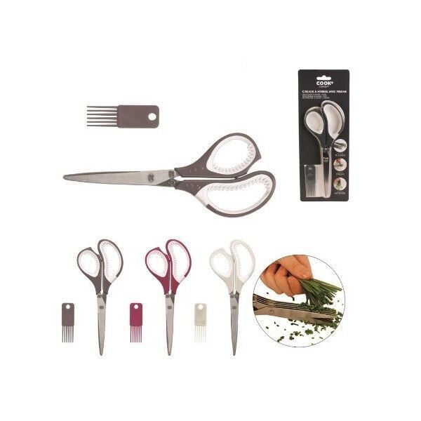 CISEAUX HERBES  5 LAMES + PEIGNE REF 0337