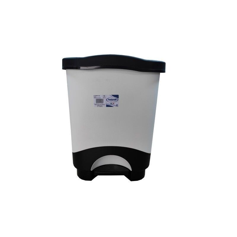 Poubelle 25 L noire et blanche à pédale