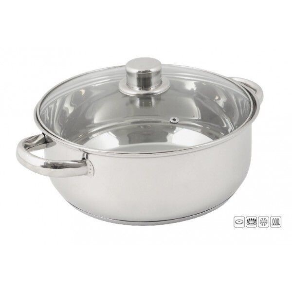 FAITOUT     Ø   28  CM  INOX OLYMPE    INDUCTION + COUVERCLE VERRE   TRAITEUR