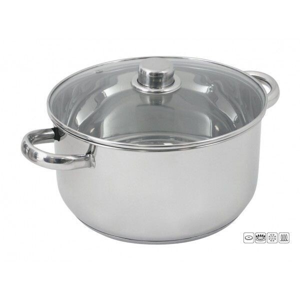 MARMITE     Ø   24  CM  INOX OLYMPE    INDUCTION + COUVERCLE VERRE   TRAITEUR