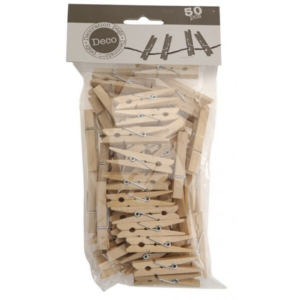 PINCE LINGE MINI BOIS  LONGUEUR 4.5 CM X 50 PIECES