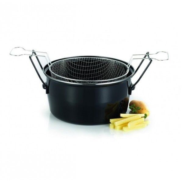 FRITEUSE  Ø  28 CM NOIRE EMAIL INDUCTION + PANIER   BAUMALU
