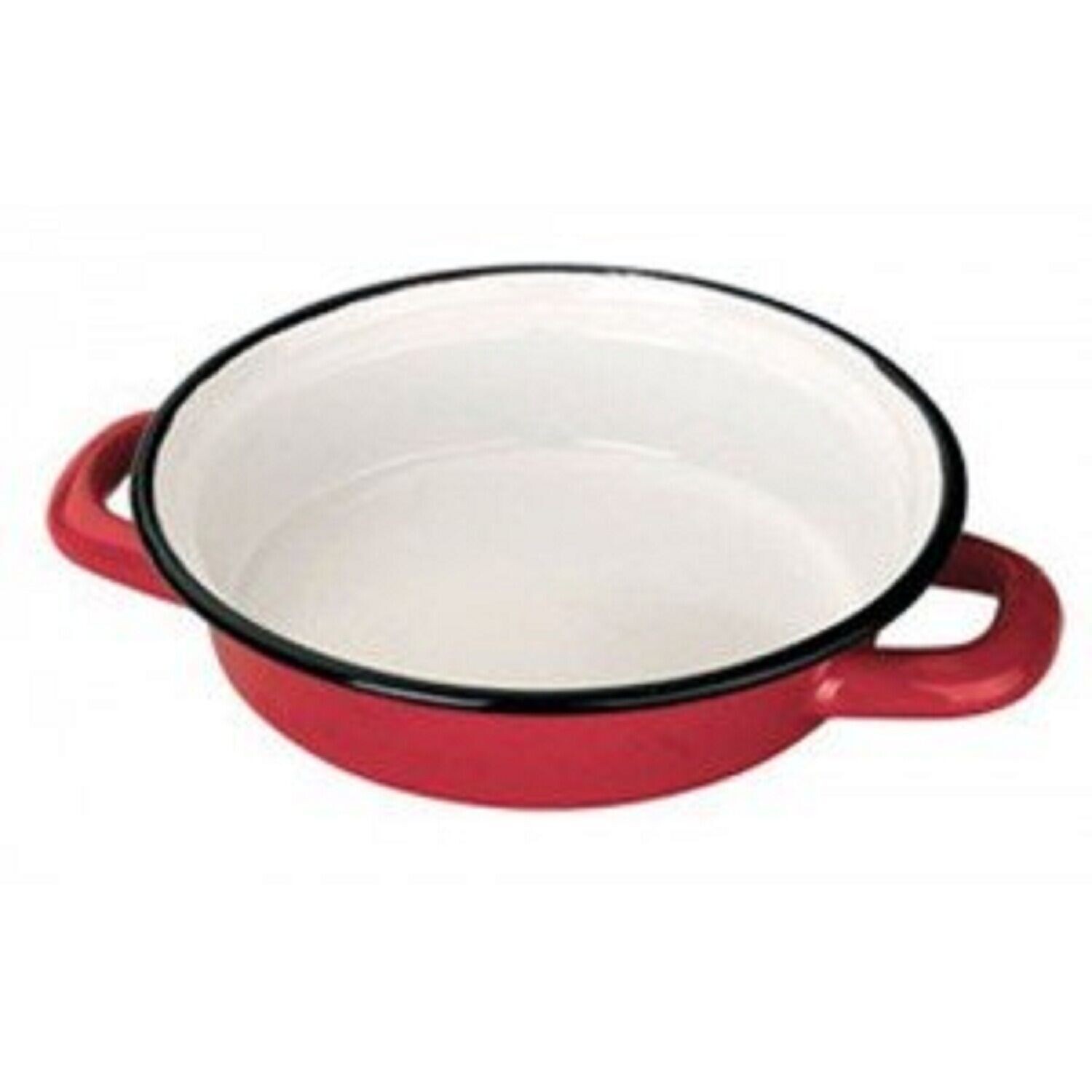 PLAT OEUF   Ø  18 CM  EMAIL  ROUGE ET BLANC