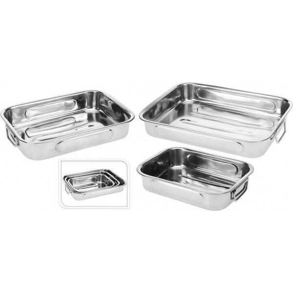 PLAT A FOUR   25  - 30  et  35    CM de long  INOX  LOT DE 3