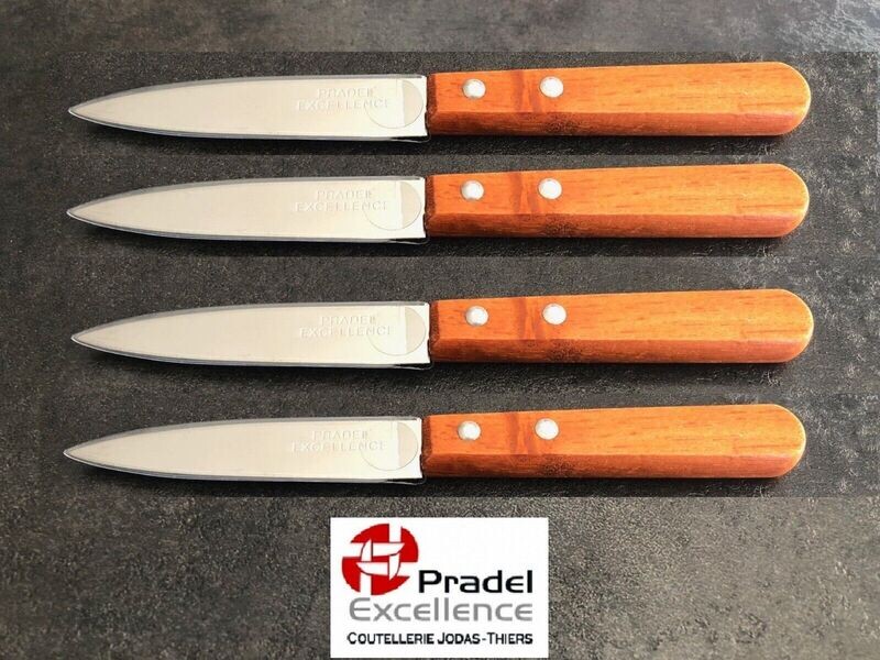 Lot de 4 couteau d office PRADEL manche bois lame lisse