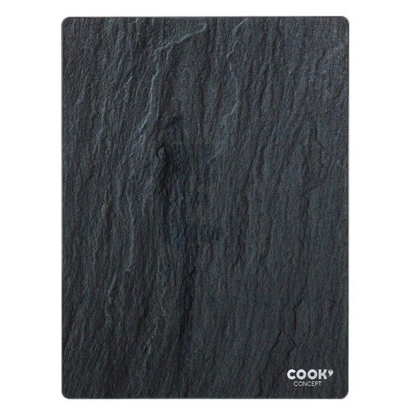 Planche a decouper 40x 30 cm  en verre motif ARDOISE  sur fond noir
