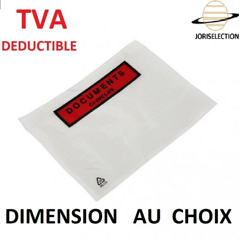Pochette porte documents ci-inclus pour colis transport  ( DIMENSION AU CHOIX PAR 1000 PIECES )
