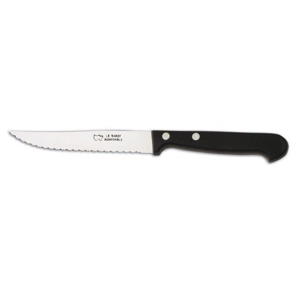 COUTEAU OFFICE a steak Manche NOIR très tranchant lame crantée AU SABOT LOT DE 4