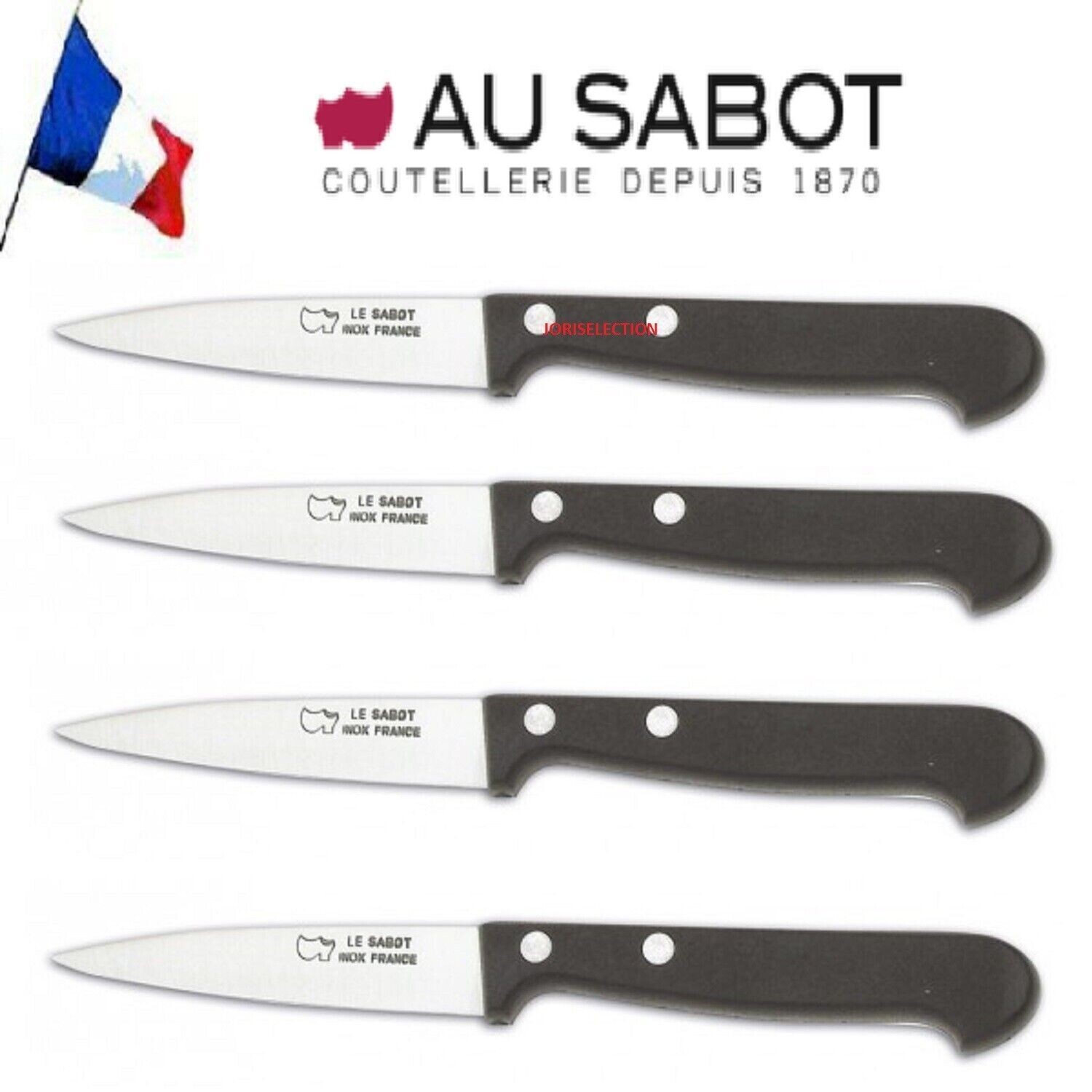 COUTEAU OFFICE a steak Manche NOIR très tranchant AU SABOT LOT DE 4