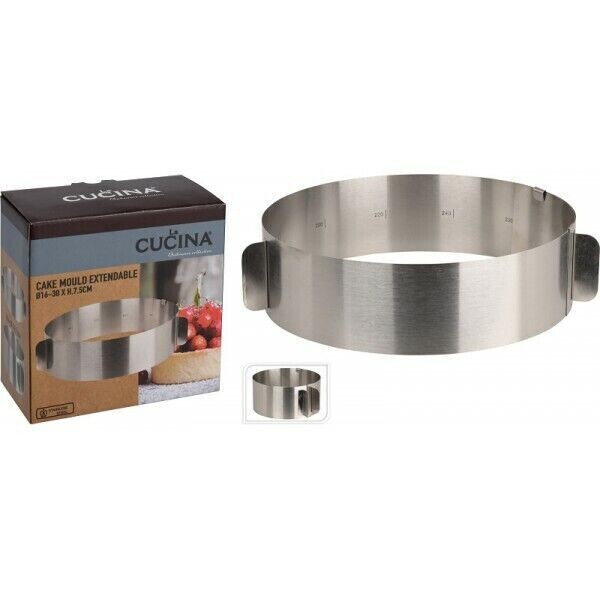 Cercle à Gâteaux Réglable avec Echelle Ø 16-30cm Cercle à Pâtisserie Extensible