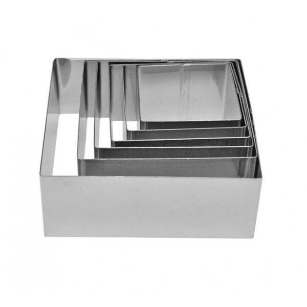 CERCLE A MOUSSE CARRE 6PCS 4.5 X 6-7-8-9-10-12 CM EMPORTE  PIECE  MOULE A GATEAU