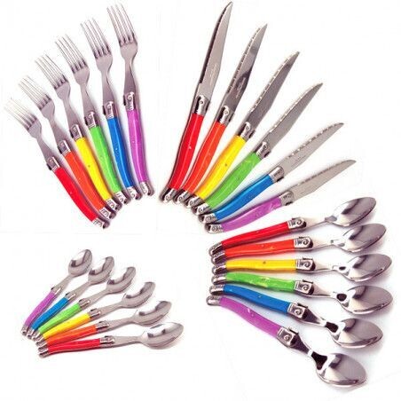 LAGUIOLE Ménagère 24 pièces Set de couverts de table couleur 100 % FRANCAIS