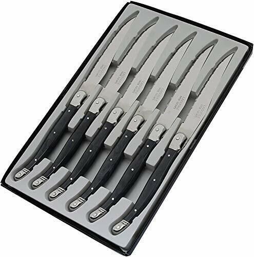Pradel Excellence 7209G-6NT Boîte de 6 Couteaux Laguiole de Table, Acier Inoxyda