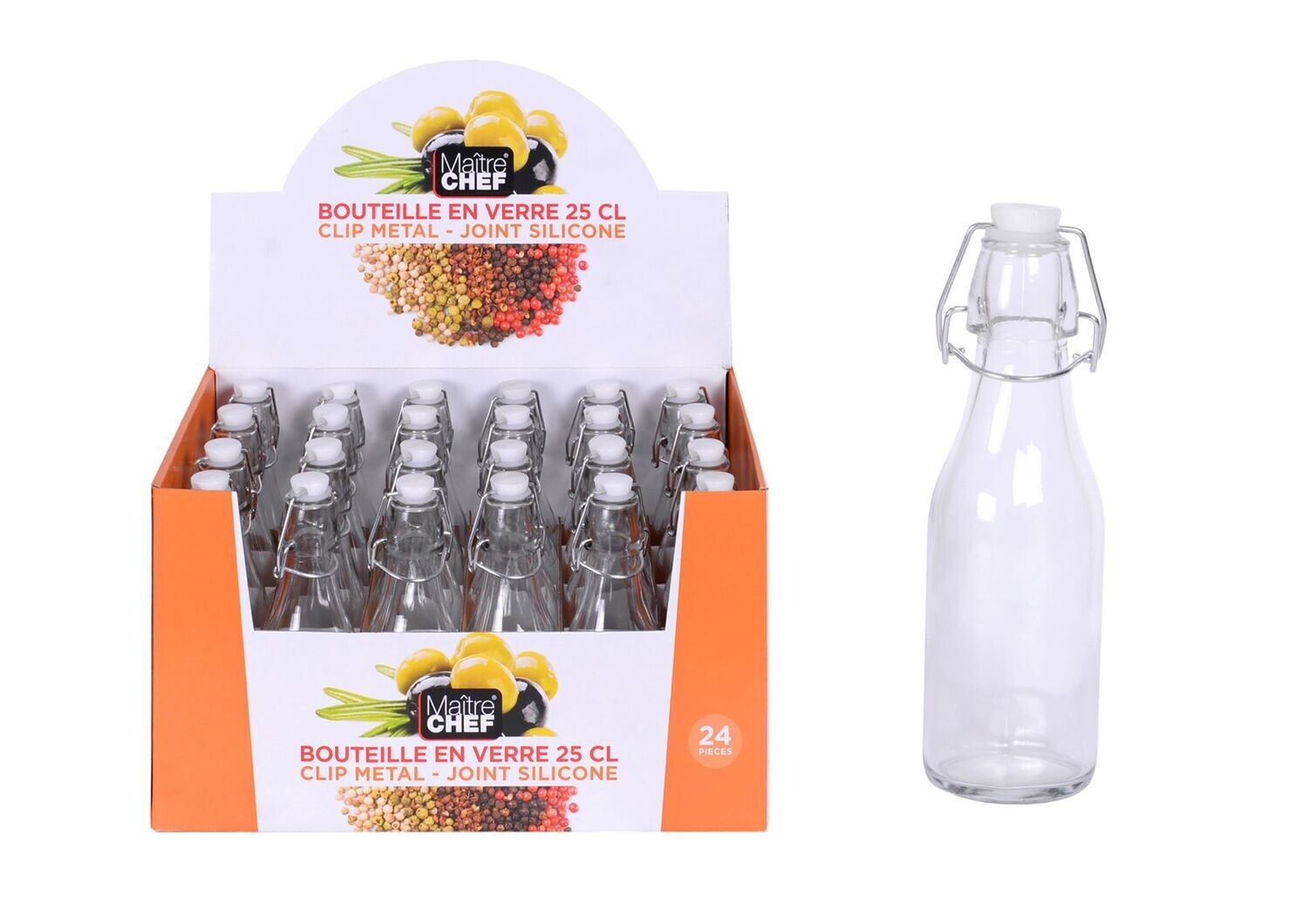 BOUTEILLE EN VERRE TRANSPARENTE  250ML