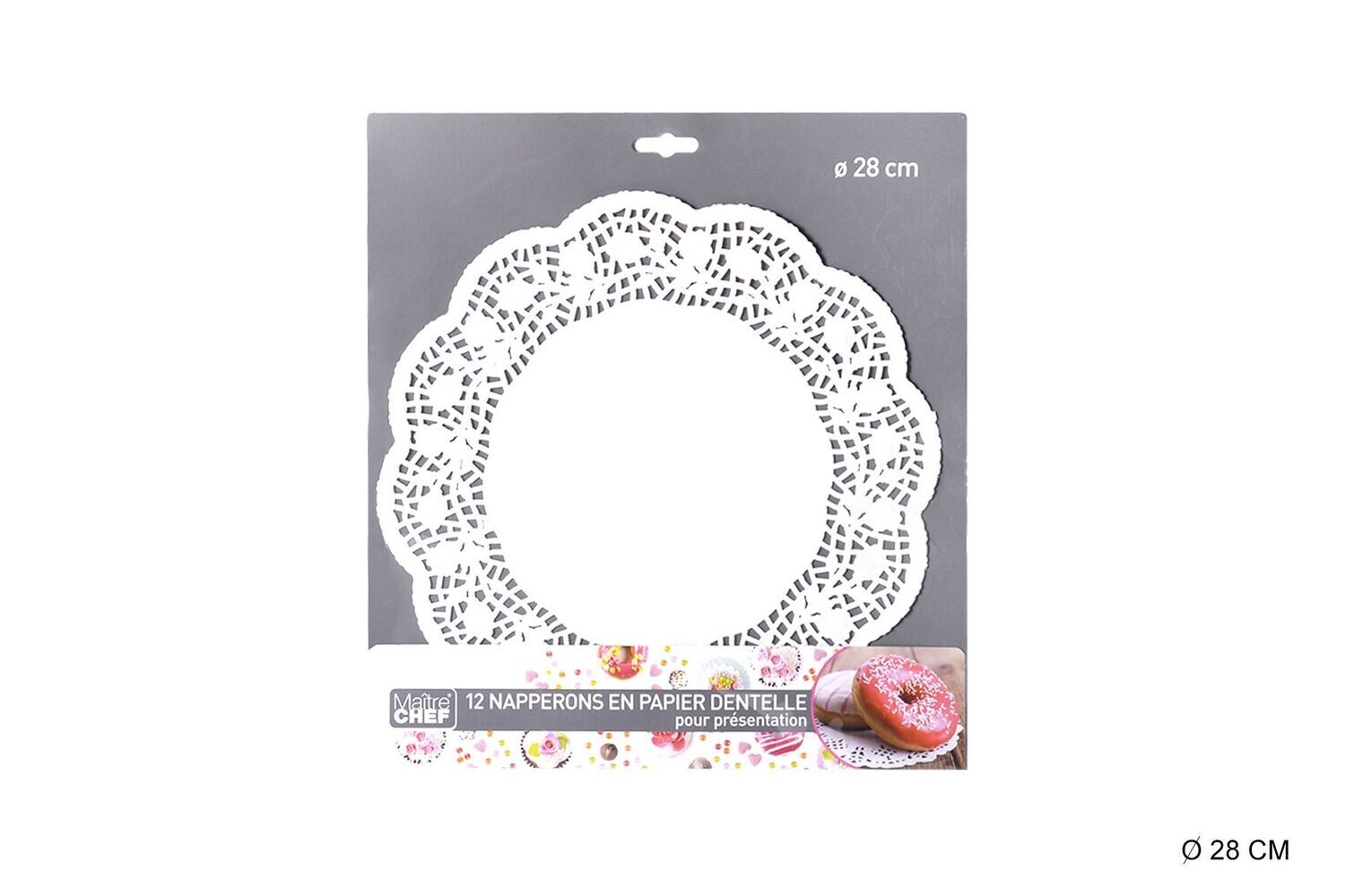 PAPIER DENTELLE ROND Blanc Ø 28 CM . LOT de 12