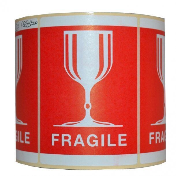 Etiquette " Fragile avec dessin verre  "  Etiquettes d'affranchissement et d'expédition  autocolante