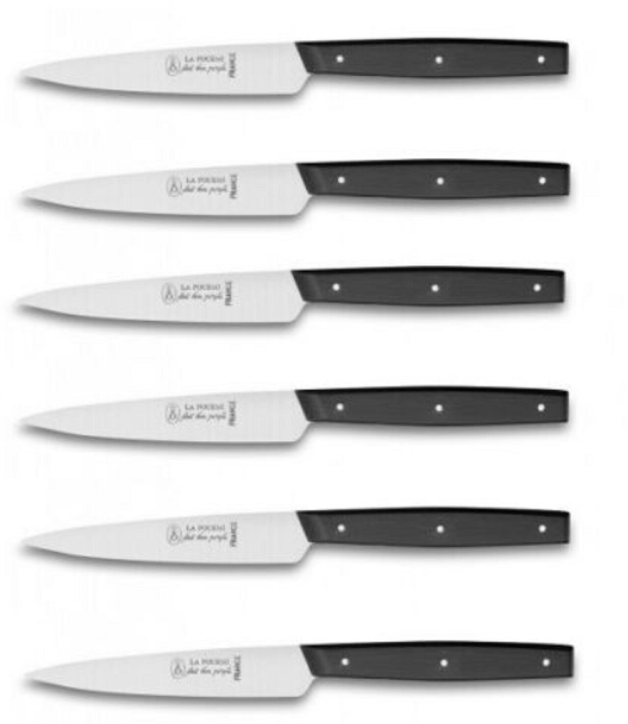 Lot de 6 couteaux LA FOURMI ABS GROS RIVET manche noir