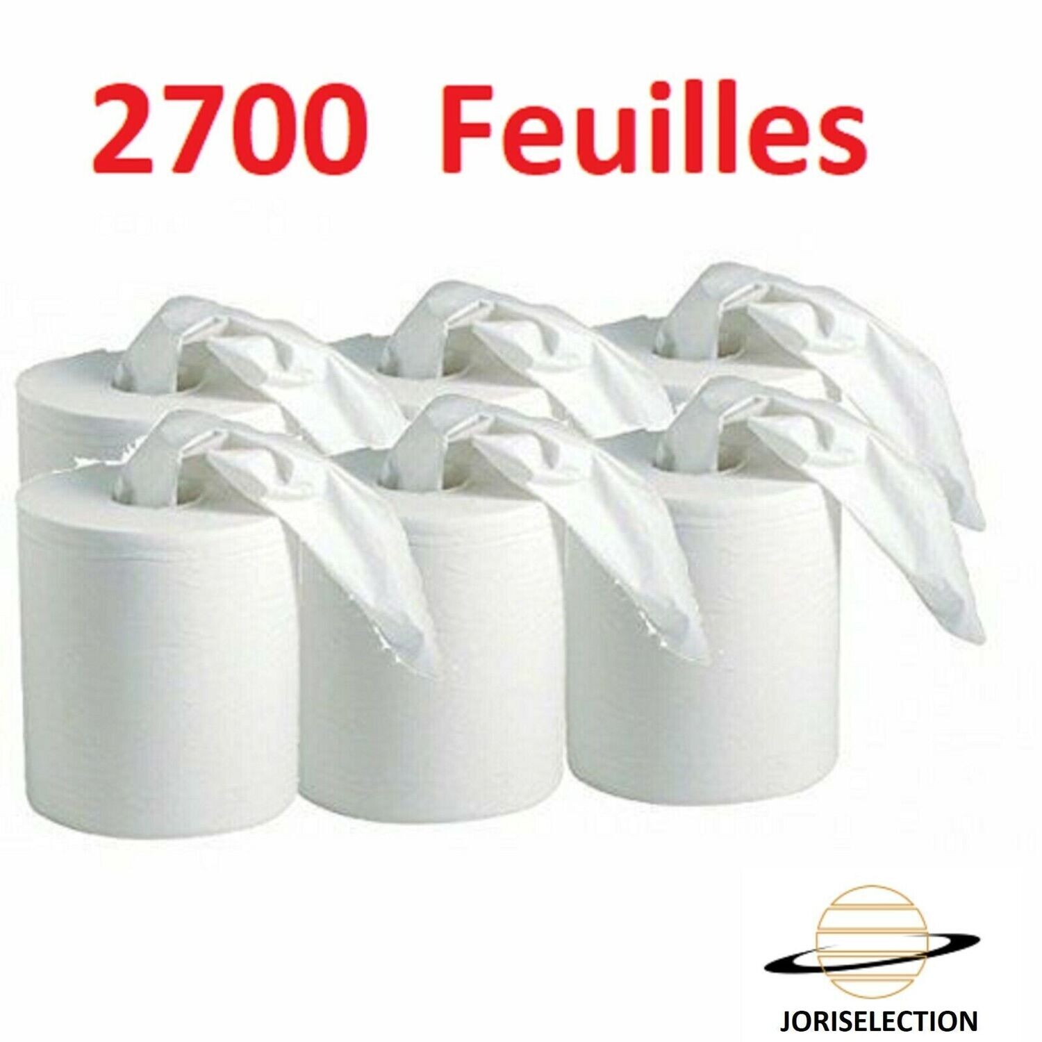 ESSUIES TOUT BOBINE D'ESSUYAGE BLANCHE PURE OUATE (6 X 450) 2700 FEUILLES