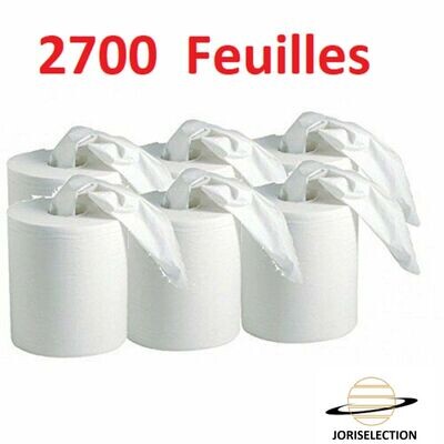 ESSUIES TOUT BOBINE D'ESSUYAGE BLANCHE PURE OUATE (6 X 450) 2700 FEUILLES