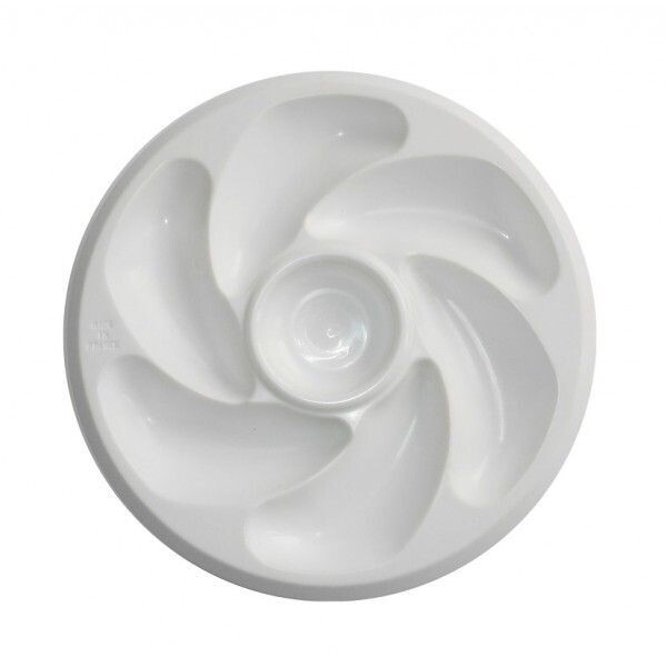 Assiettes A Huitres 6 Compartiments +1 Pour Le Citron, Sauce. Fabrication Française Diamètre 20 Cm Couleur Blanc